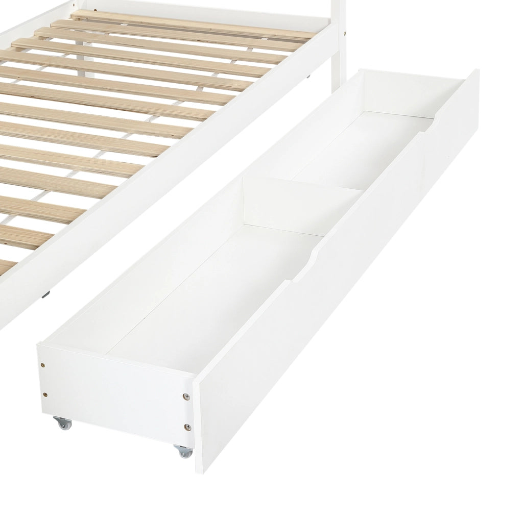 Letto singolo con cassettiera e ampio spazio contenitivo