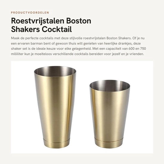 Set di Cocktailshaker in Acciaio Inossidabile - 600/750 ML - Durevole - Adatto per Feste