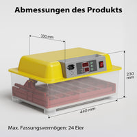 Incubatrice automatica per 24 uova, con regolazione temperatura e umidità, Covatrice