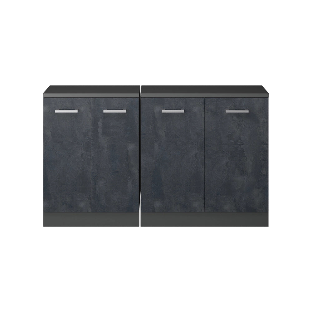 Set di mobili sottotetto Rion Calce nera/Antracite 140 cm Set di 2 carcasse armadio profondità 60 cm Vicco