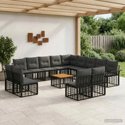 Set di divani da esterno 14 pcs Nero e Grigio scuro Poliestere 3437799