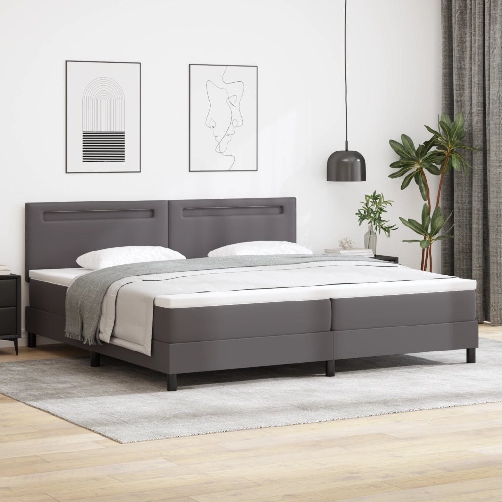 Letto a molle  con materasso Grigio 200x200 cm Similpelle
