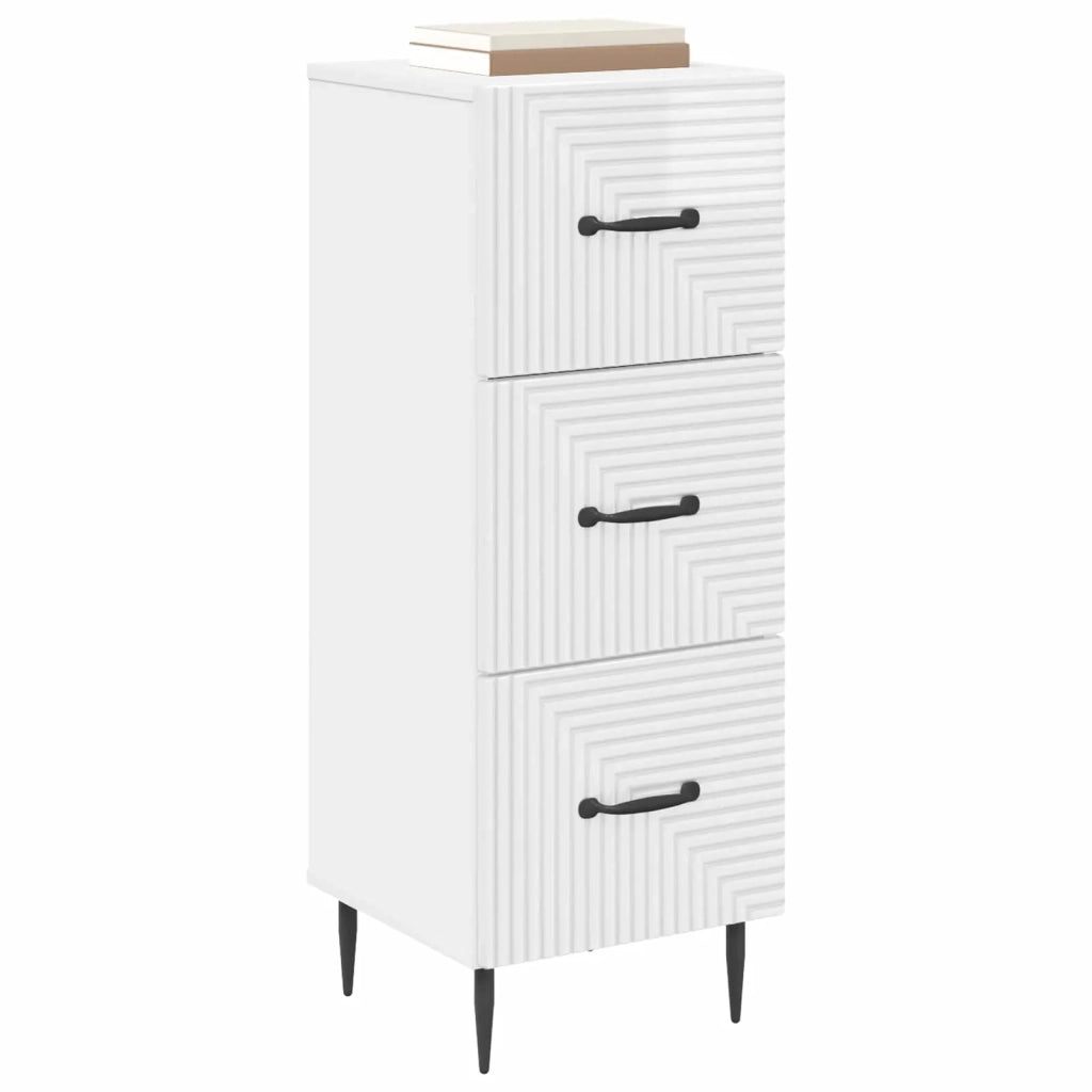 Mobile con Cassetti Bianco Lucido 33 x 34,5 x 89,5 cm 894849