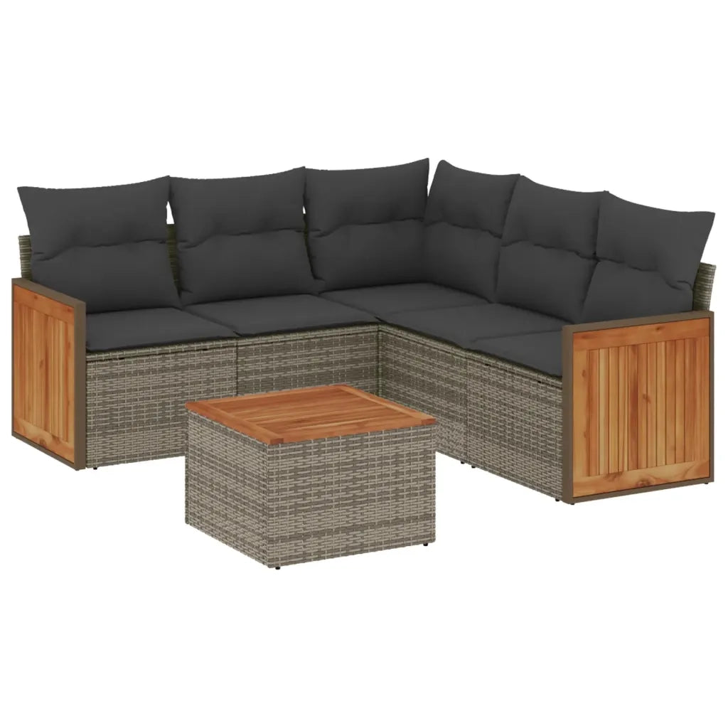 Set Divano da Giardino 6 pz con Cuscini Grigio in Polyrattancod mxl 89606