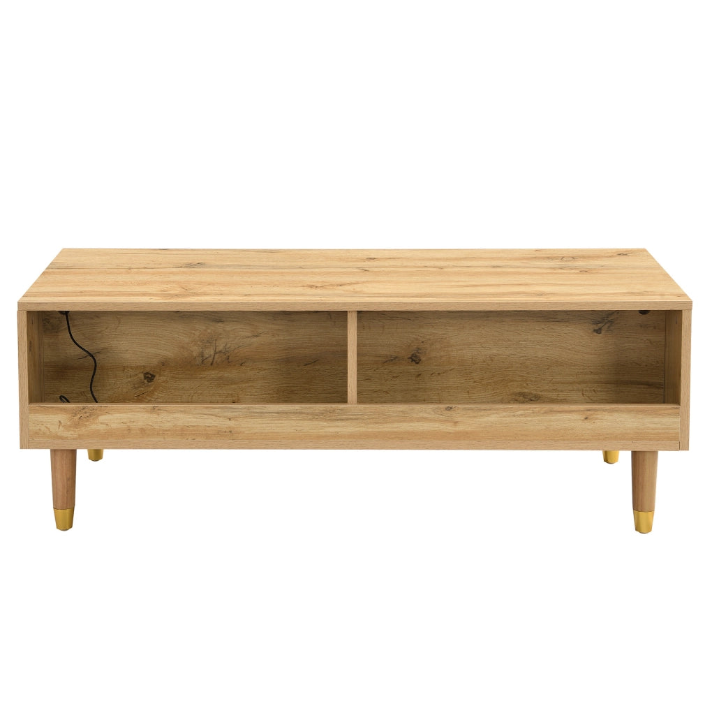 Tavolino da caffè LED con 2 cassetti; 110 × 50 × 40 cm; MDF; colore legno