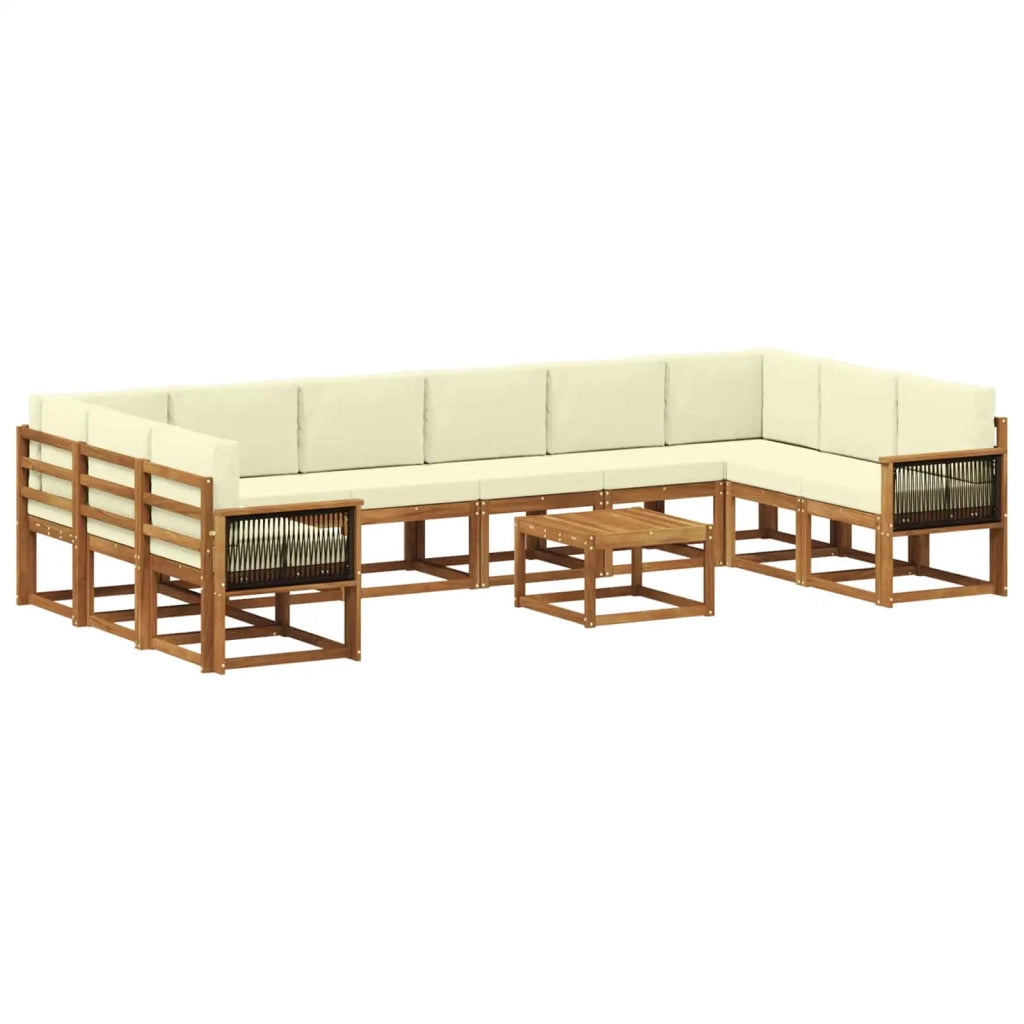Set di divani da esterno con cuscino 11 pcs Naturale e Crema 3385591