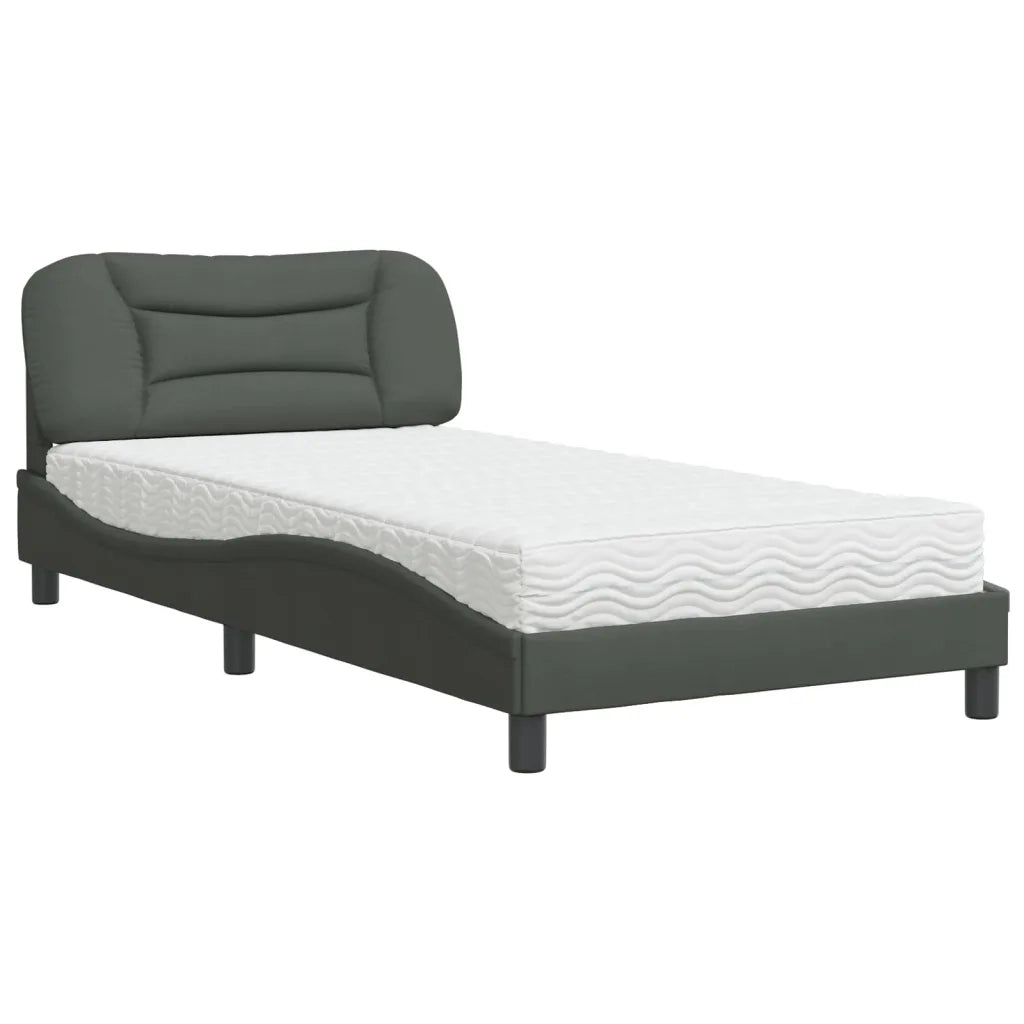 Letto con Materasso Hvar Grigio Scuro 100x200 cm in Tessuto 3208514