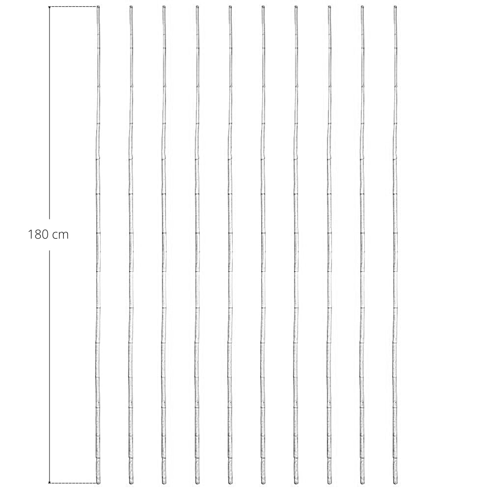 Canne in vero legno di bambu alte 180 cm con diametro di 2,4 cm - Set da 10