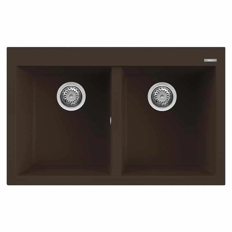 Lavello Elleci Incasso 2 vasche 79x50 Quadra 350 Granitek Espresso Marrone LGQ35078