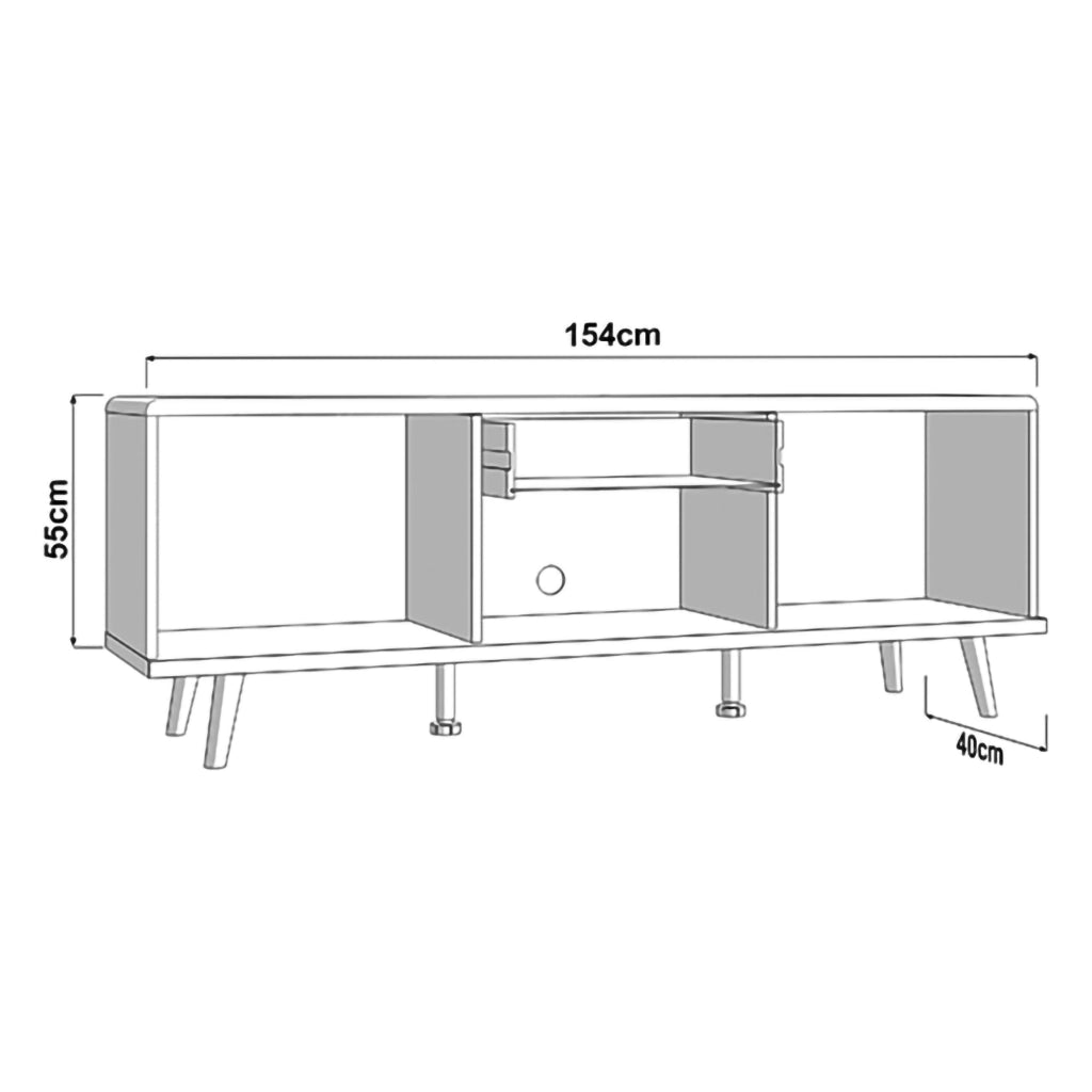 Stra, Mobile Porta tv un Cassetto, 154x40x55h cm Bianco