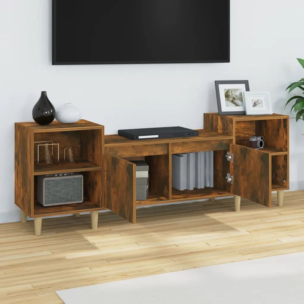 Mobile TV Rovere Fumo 160x35x55 cm in Legno Multistrato 821193