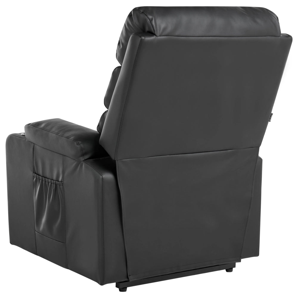 Poltrona elettrica reclinabile in ecopelle imbottita con poggiapiedi nero stile moderno