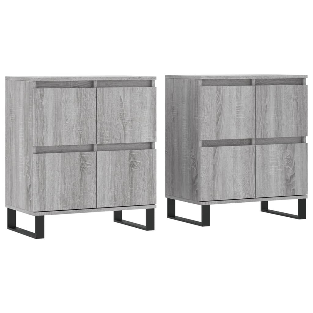 Buffet credenza cassettiera armadio mobile contenitore organizer cucina soggiorno salotti set da 2 legno ingegnerizzato Sonoma grigio 02_0036977