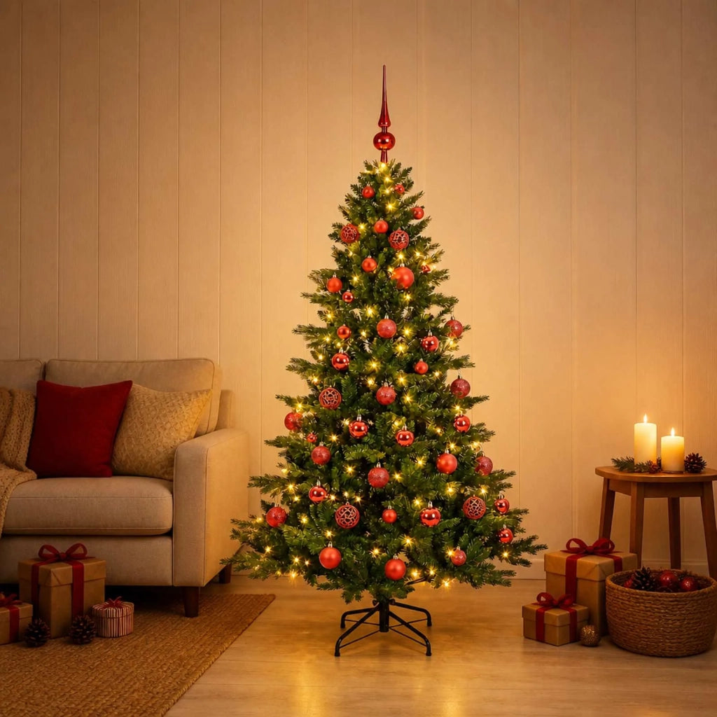 Albero di Natale artificiale con palline 150 cm 150 LED 3465864