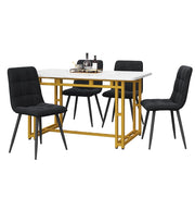 Set tavolo da pranzo 120x70 cm; stile moderno; MDF e velluto; nero