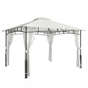 Gazebo; 3x3;6 m idropellente Giardino stallo con zanzariera; doppio tetto; per giardino; terrazza; nero