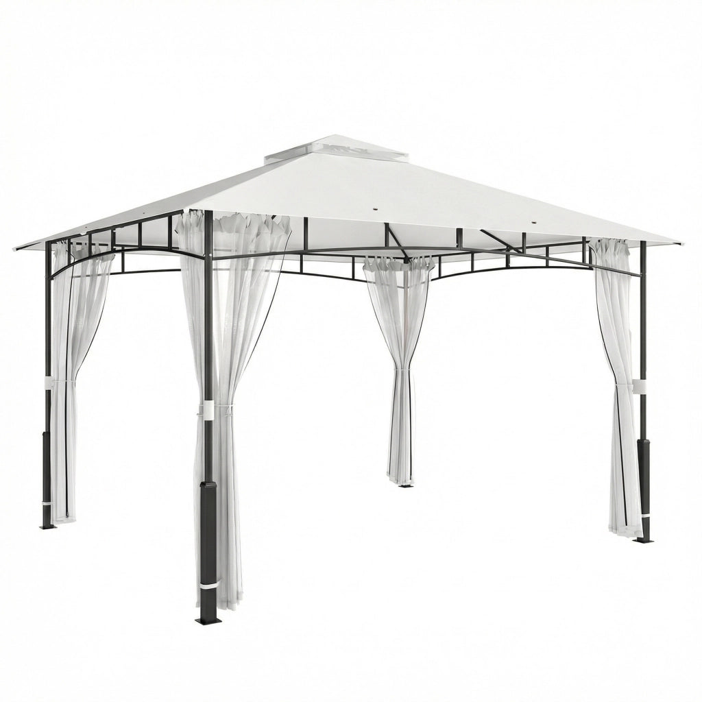 Gazebo; 3x3;6 m idropellente Giardino stallo con zanzariera; doppio tetto; per giardino; terrazza; nero