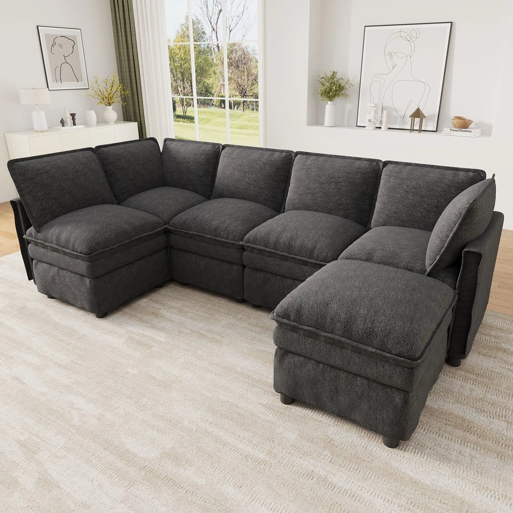 Divano letto estraibile ¨C Minimal ¨C grigio tessuto chenille