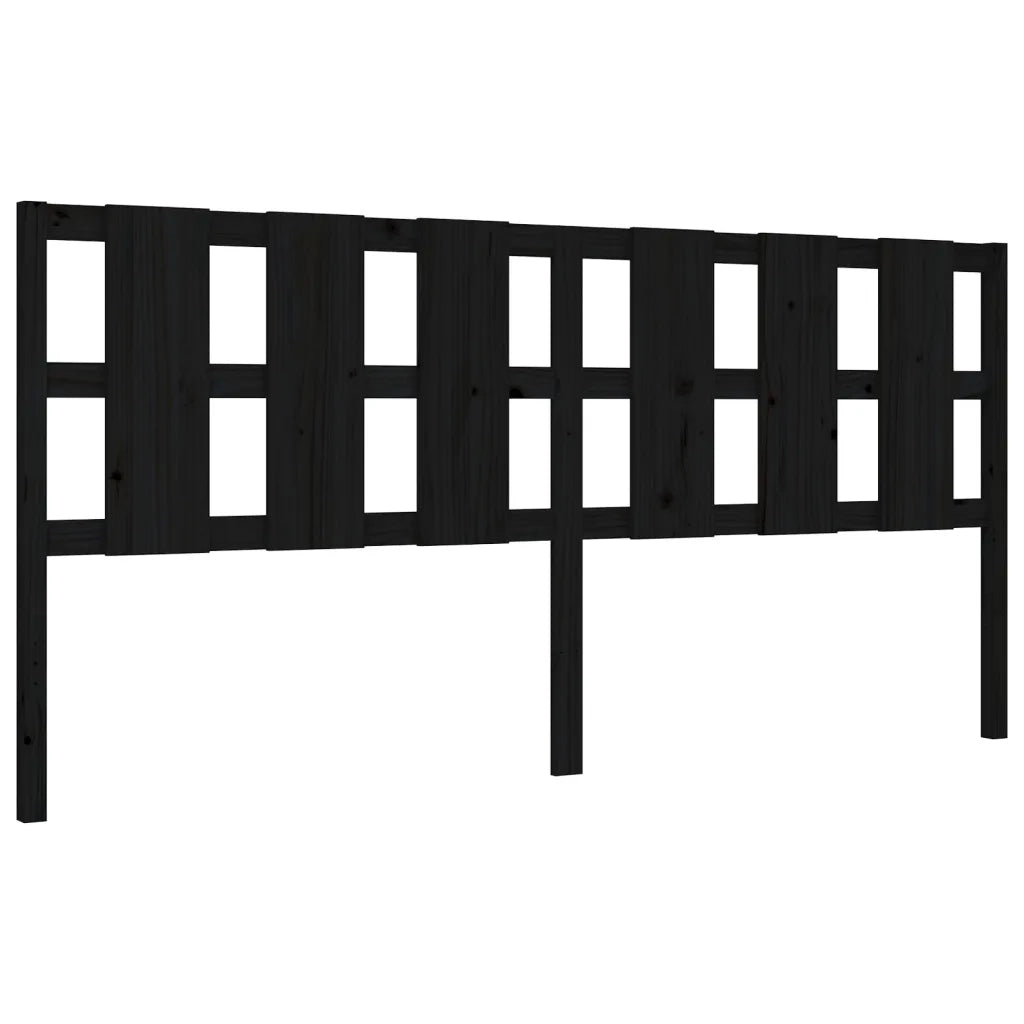 Giroletto con Testiera-Struttura Letto con testiera Nero 200x200 cm in Legno Massello 513338