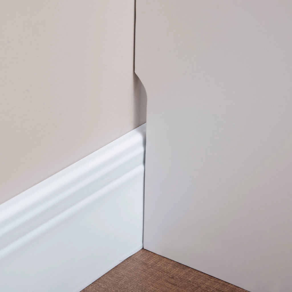 EasyComfort Copritermosifone a Doghe Moderno ed Elegante per la Casa, in MDF e Acciaio, 120x18x84cm, Bianco