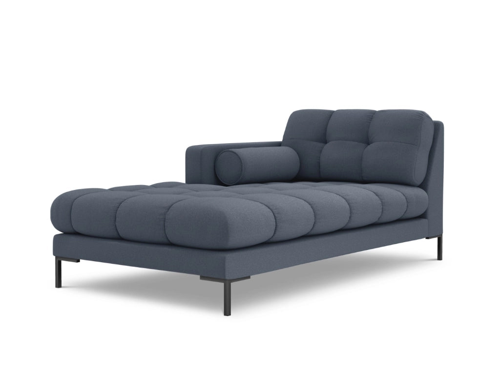 Cosmopolitan Design - Chaise longue sinistra "Bali" in tessuto strutturato blu scuro 