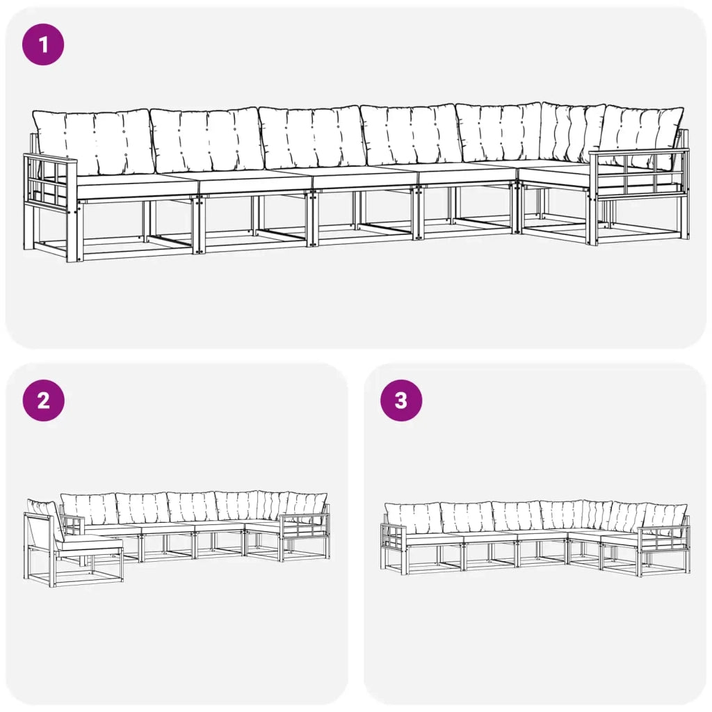 Set di divani da esterno 6 pz Bianco e Nero 3388738