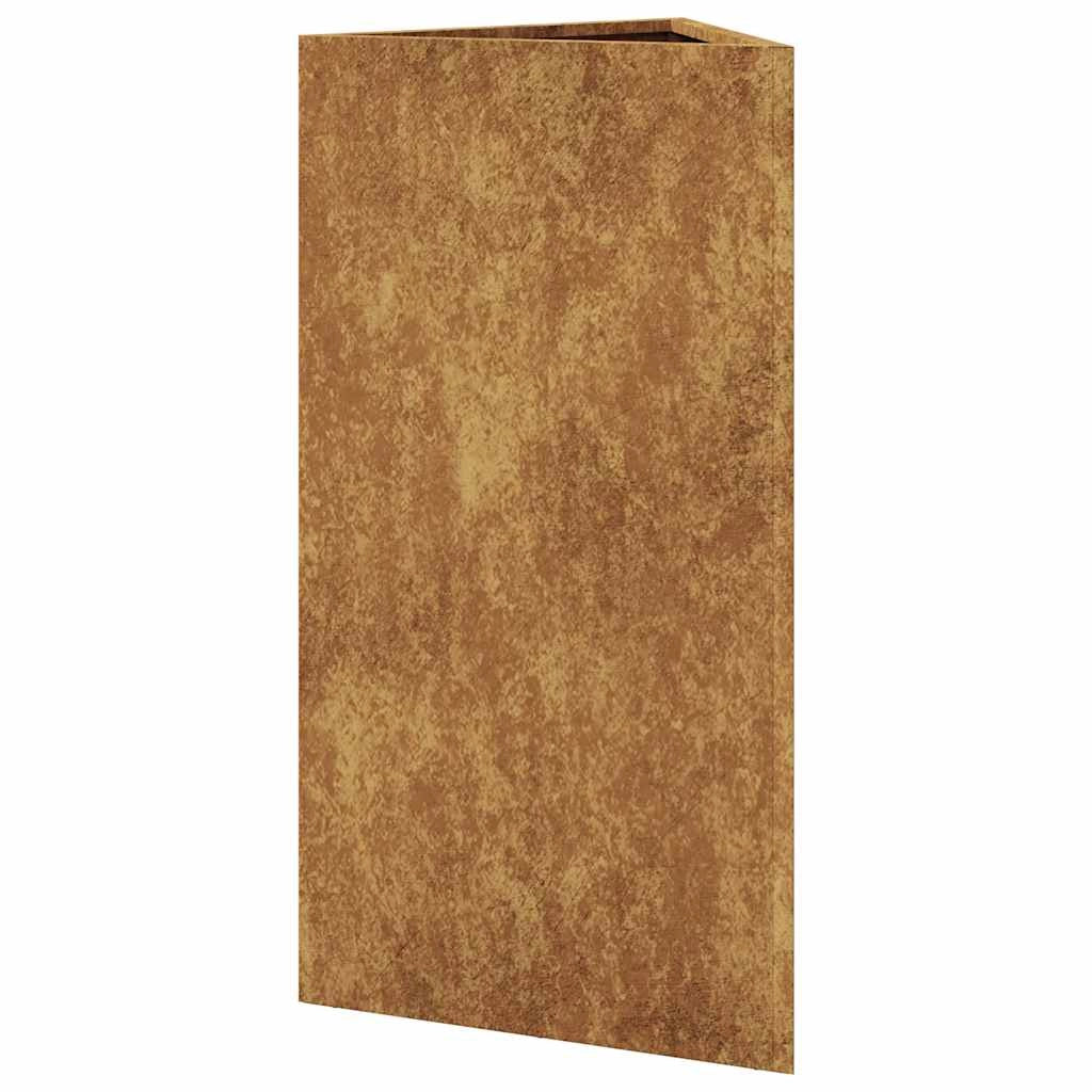 Fioriera rialzata per piante fiori giardino terrazze set da 2 triangolare 40 x 34,5 x 70 cm acciaio corten marrone 02_0039101