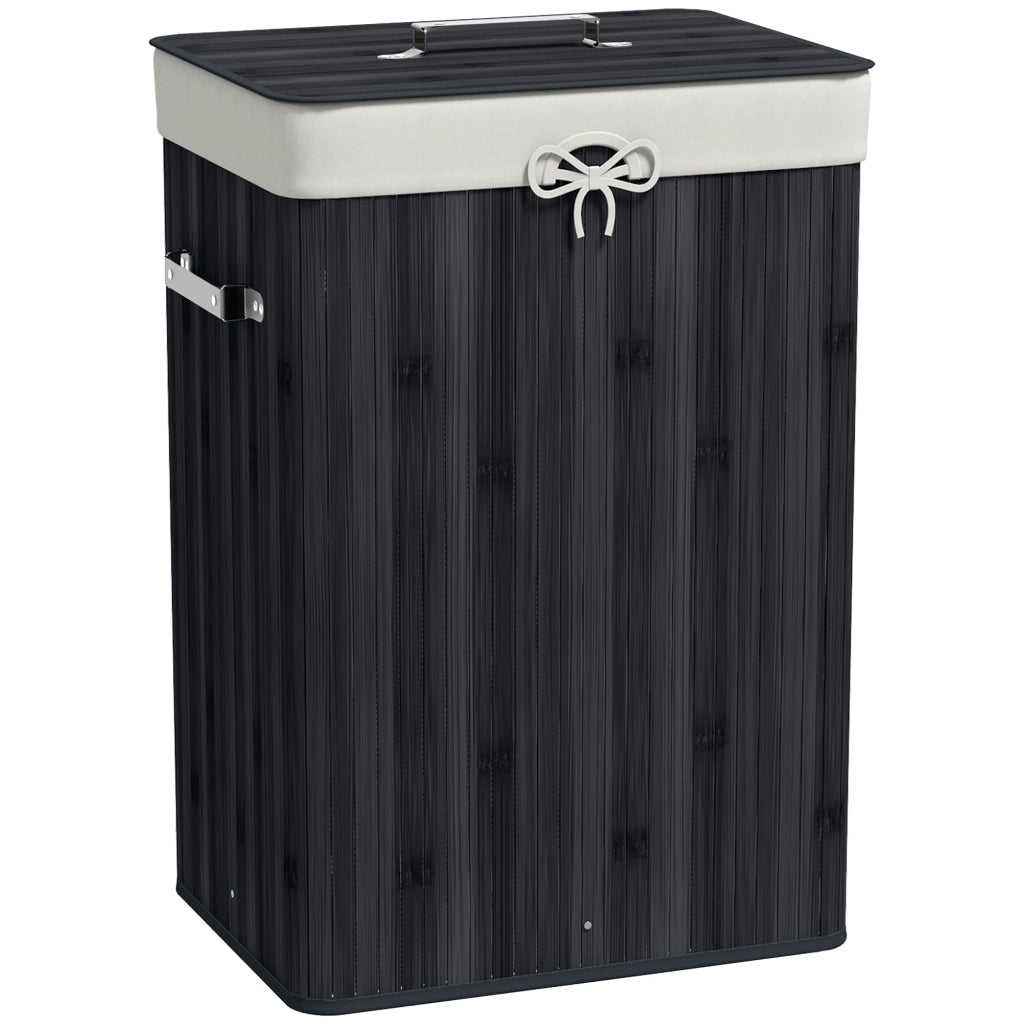 Cestino per biancheria con coperchio ¨C Zephmum ¨C Bamb¨´, pieghevole, 72L, Nero 40x30x60cm