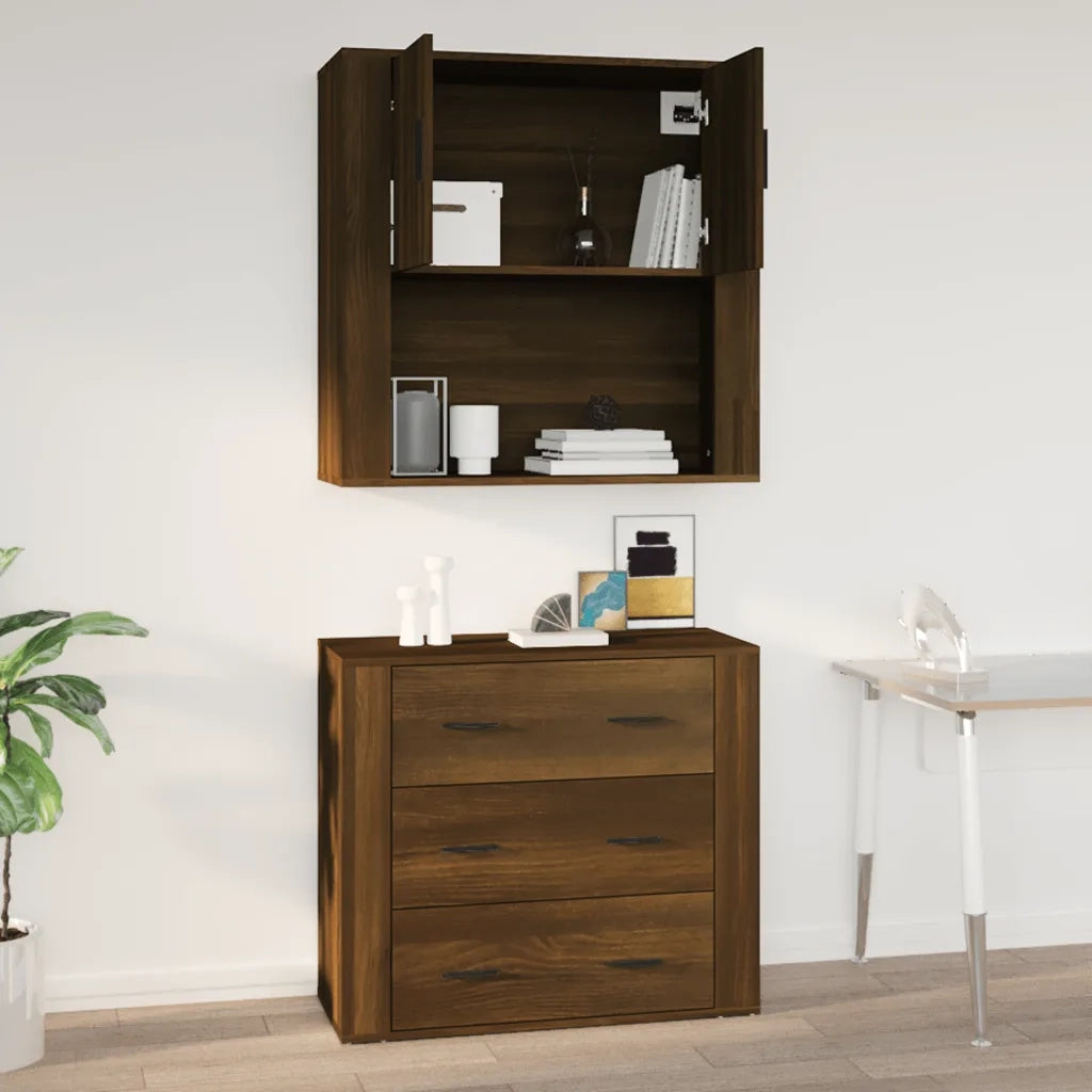 Armadietto a Muro Rovere Marrone 80x33x80 cm Legno Multistrato 816591