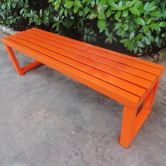 Banco Esterno Senza Schienale, Banci in Metallo per Esterno, Sedile da Giardino per 2 Persone Arredamento da Giardino per Entrata, Veranda, Giardino, Prato (Arancione, 150cm)