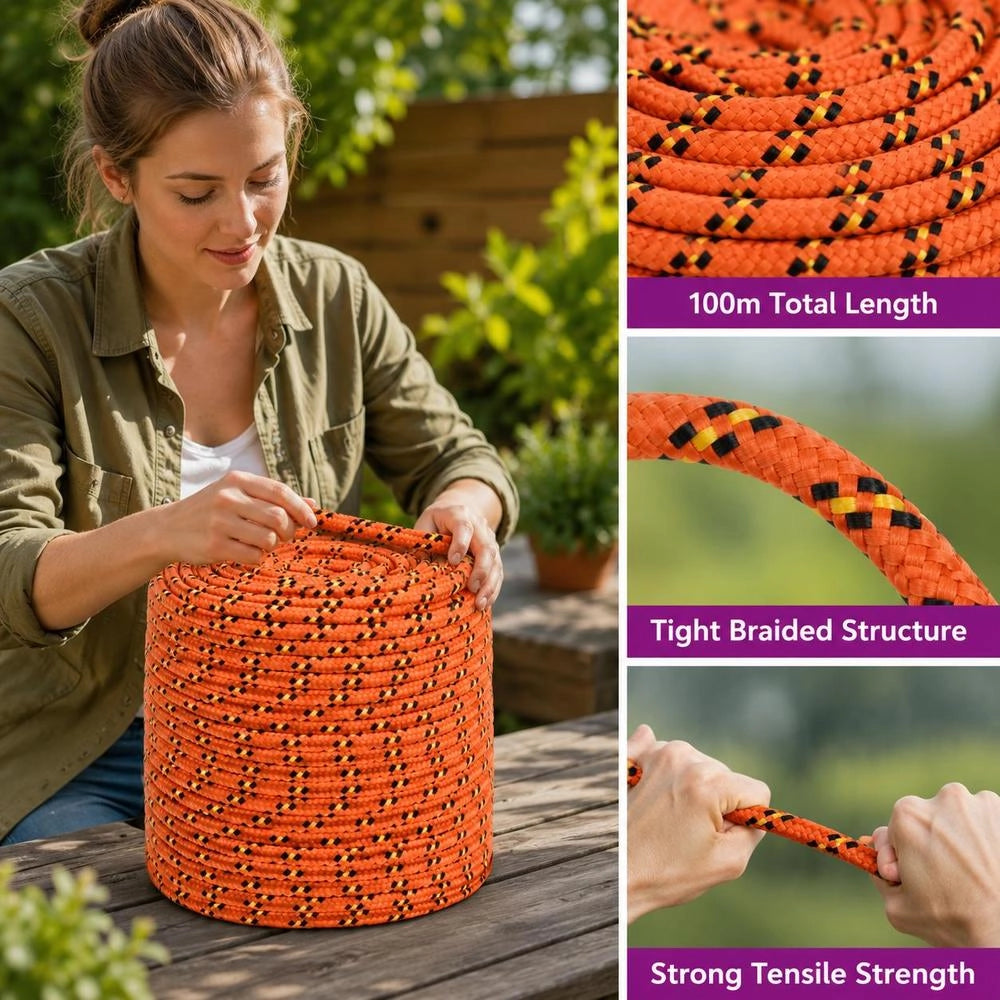 Boat Rope, Orange, 8 Mm, 250 M, Polypropylene