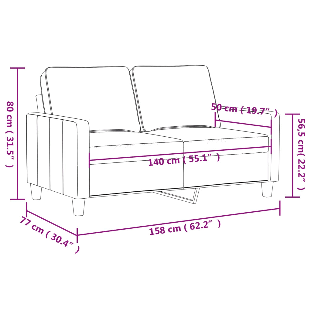 Divano a 2 Posti-Sofa 2 Posti Grigio Chiaro 140 cm in Velluto 422112