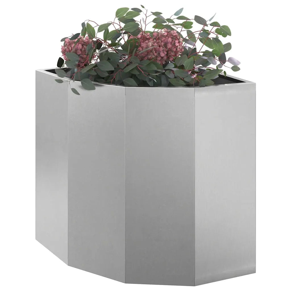 Vaso d'angolo-Fioriera-Contenitore per Piante Argento 45 x 45 x 50 cm Acciaio inossidabile