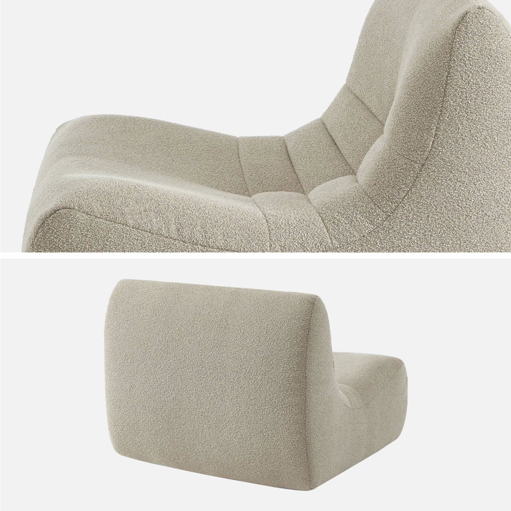Modulo per divano modulare senza braccioli in bouclé, 1 posto, beige