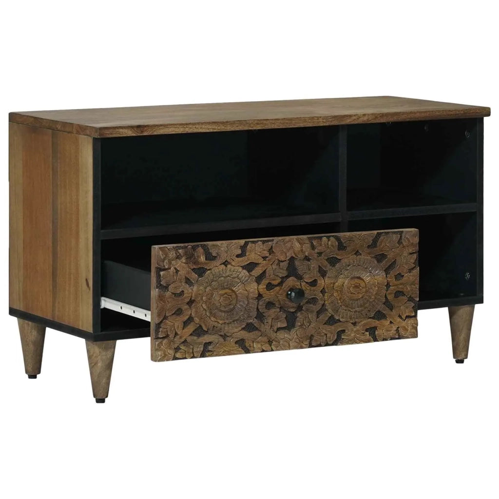 Mobile TV Marrone 80 x 33,5 x 46 cm Legno di mango massello