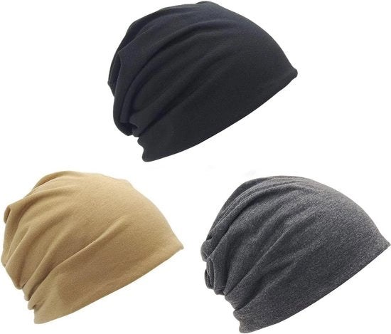 Cappelli a maglia - 3 pezzi Cappelli a maglia semplici e alla moda Nero S/M