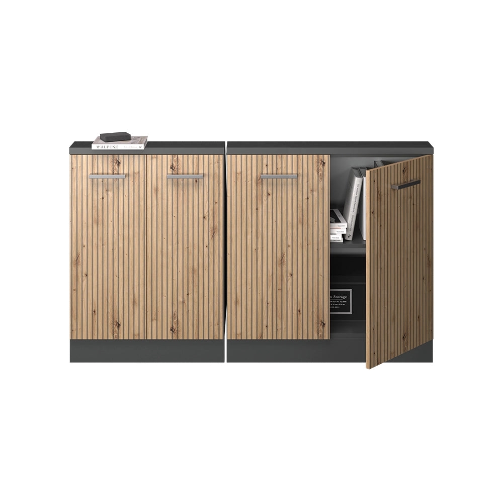 Vicco Mobile cucina sottotetto Rovere artigianale/antracite 140 cm Set di 2