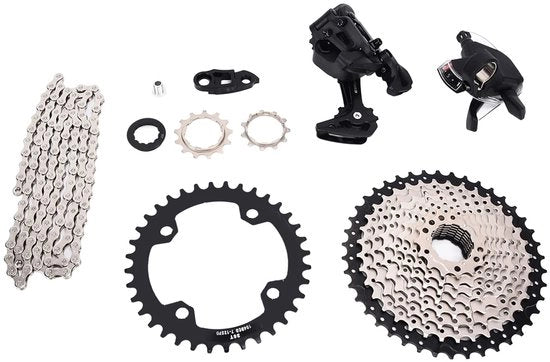 Set di trasmissione da 10 velocità - Derailleur set - Aggiornamento mountain bike - Tecnologia 1:1 - Cambio - Cassette 42T - Argento Nero