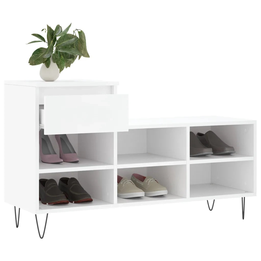 Scarpiera Bianca 102x36x60 cm in Legno Multistrato 831364