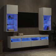 Mobili TV a Muro con LED 5pz Bianchi in Legno Multistratocod mxl 86566