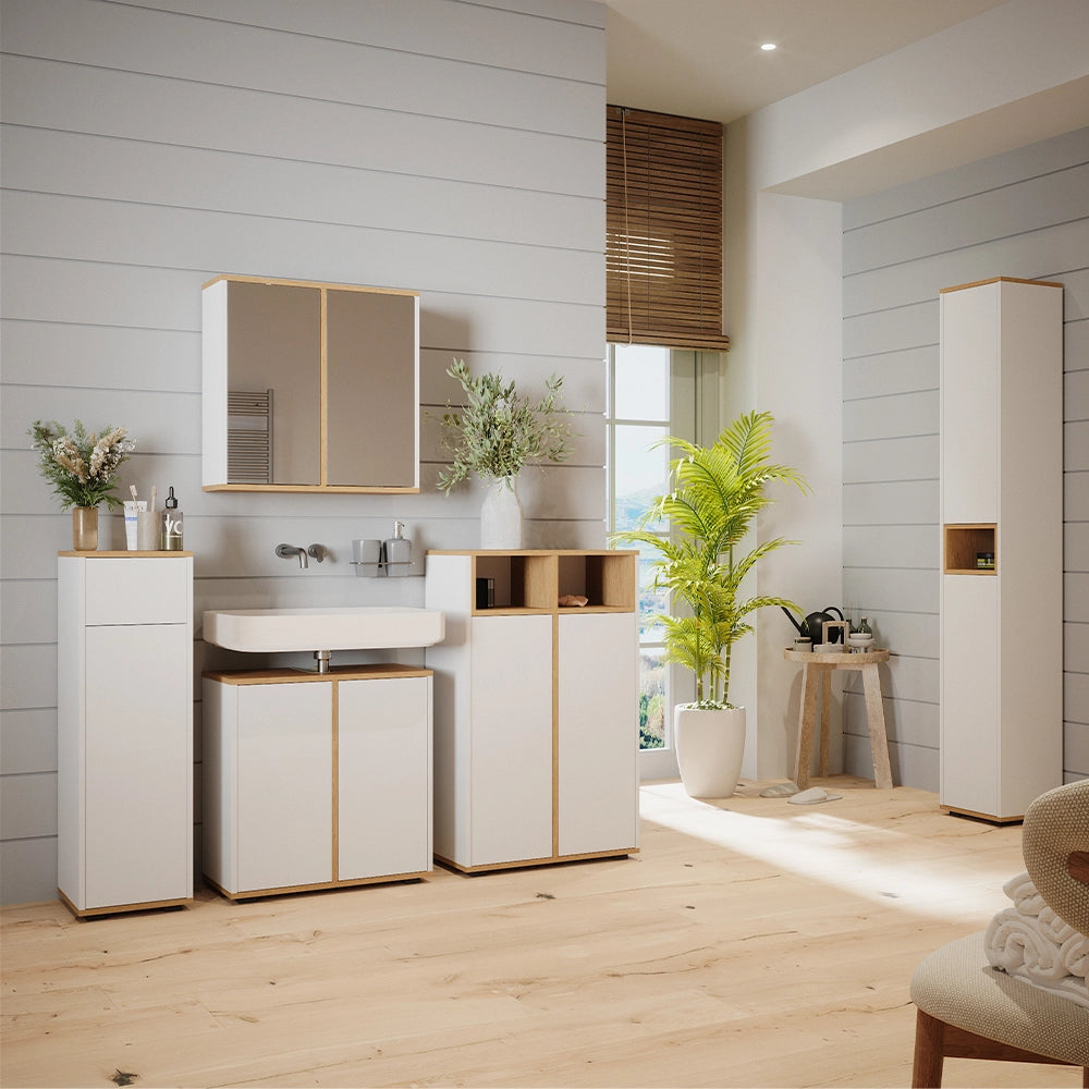 Vicco Set mobili bagno Bianco/Artisan 5 parti
