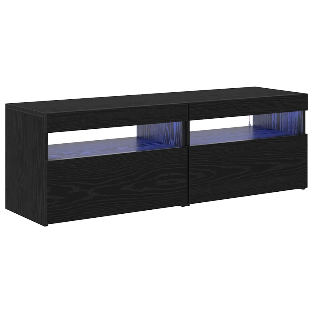 Mobile TV 2 pcs Rovere Nero 60 x 35 x 40 cm Legno multistrato 862556
