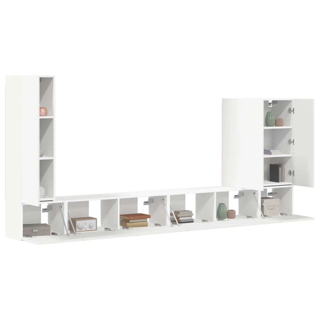 Set di Mobiletto da TV a Parete Montaggio a parete 6 pcs Bianco