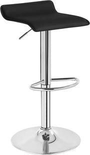 Sgabello da Cucina, Sgabello da Bar Colazione Regolabile in Altezza Girevole a 360°, per Bar, Cucina, Banco, Caffè, PVC+Metallo, con Poggiapiedi, Nero+Argento