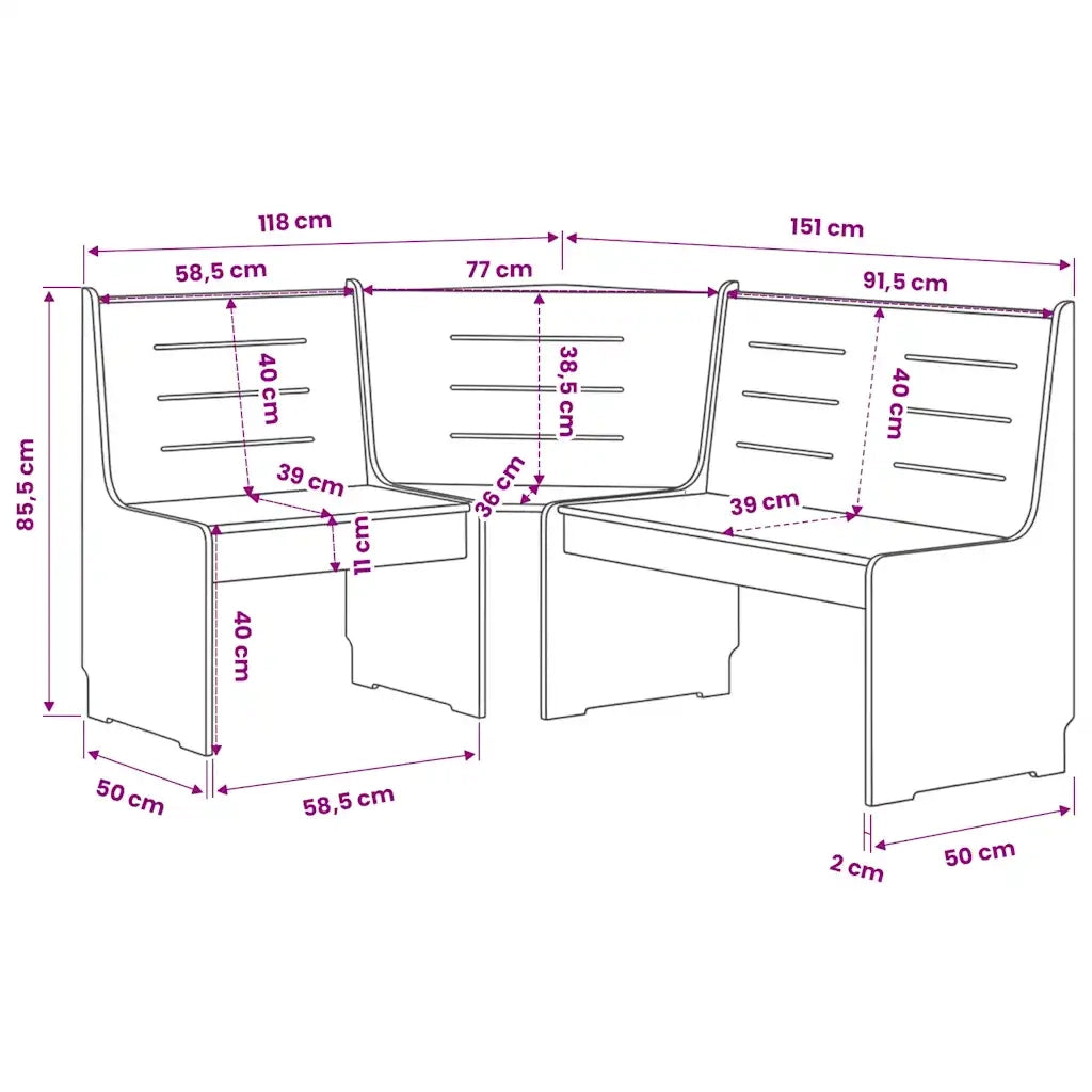 Panca Angolare-Sgabello-Panca da esterno REINE 151 cm in Legno di Pino Marrone ambra