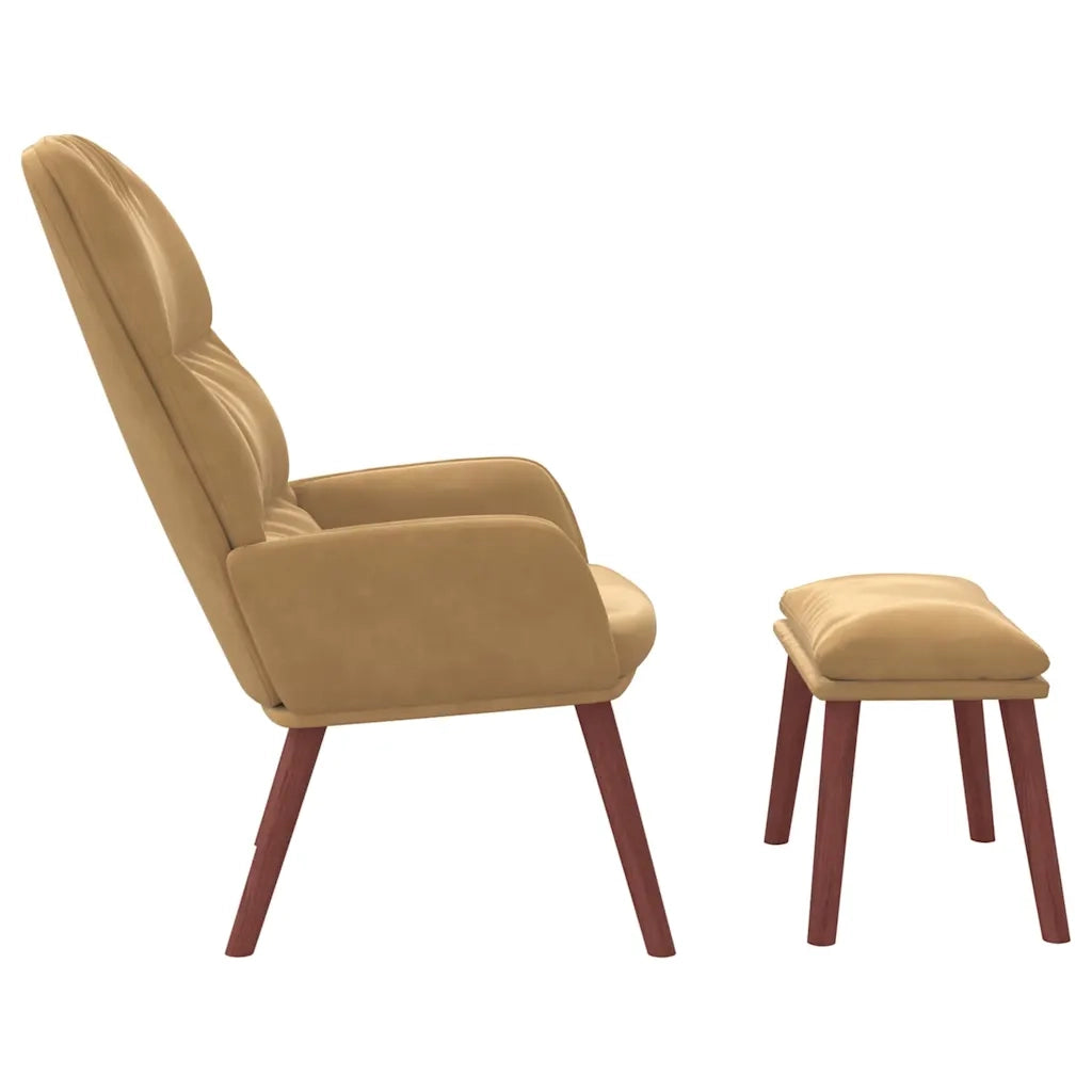 Poltrona Relax con Poggiapiedi Marrone in Velluto 3315124