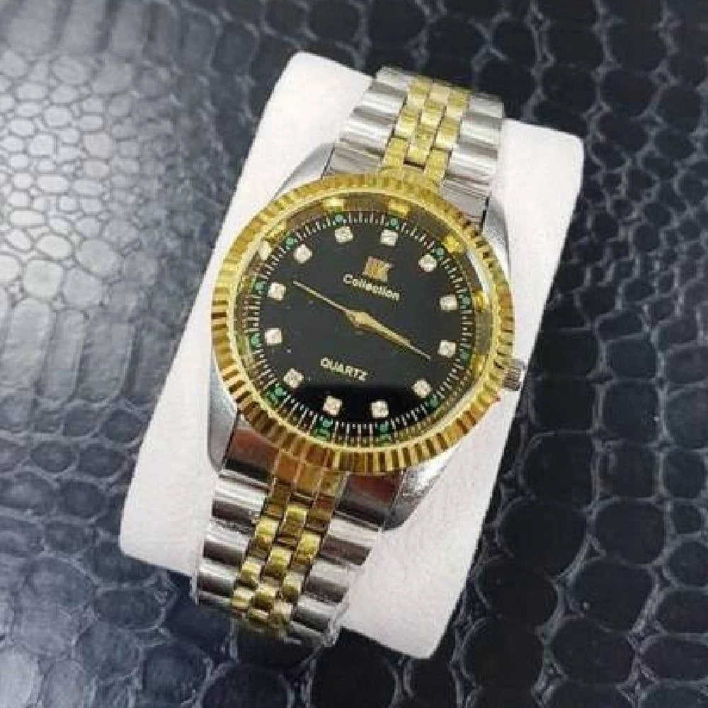 Trade Shop - Orologio Polso Ik Collection Uomo Donna Analogico Quarzo Silver Oro Fondo Nero -