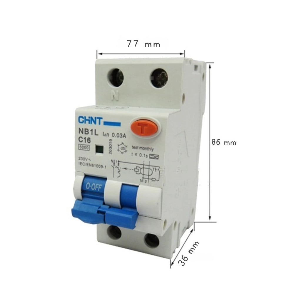 Chint serie nb1l1 interruttore magnetotermico differenziale 1p+n alta protezione *** ampere 16 ampere, confezione 1