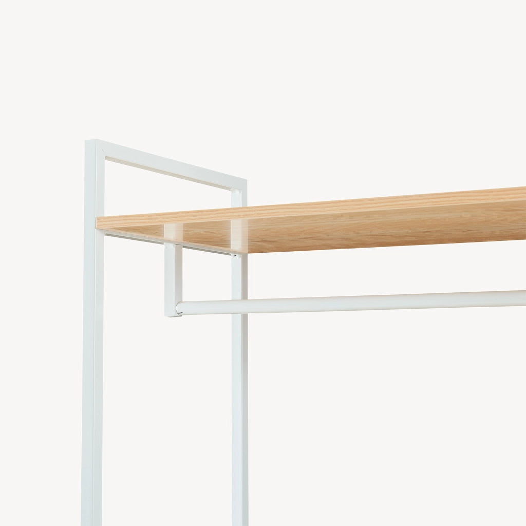 Organizzatore Guardaroba Larem Mobile Porta Abiti con Ripiani - Bianco / Effetto Rovere [en.casa]