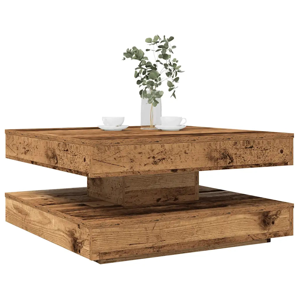 Tavolino da Caffè Girevole a 360 Gradi Antico 70x70x34,5 cm 858486